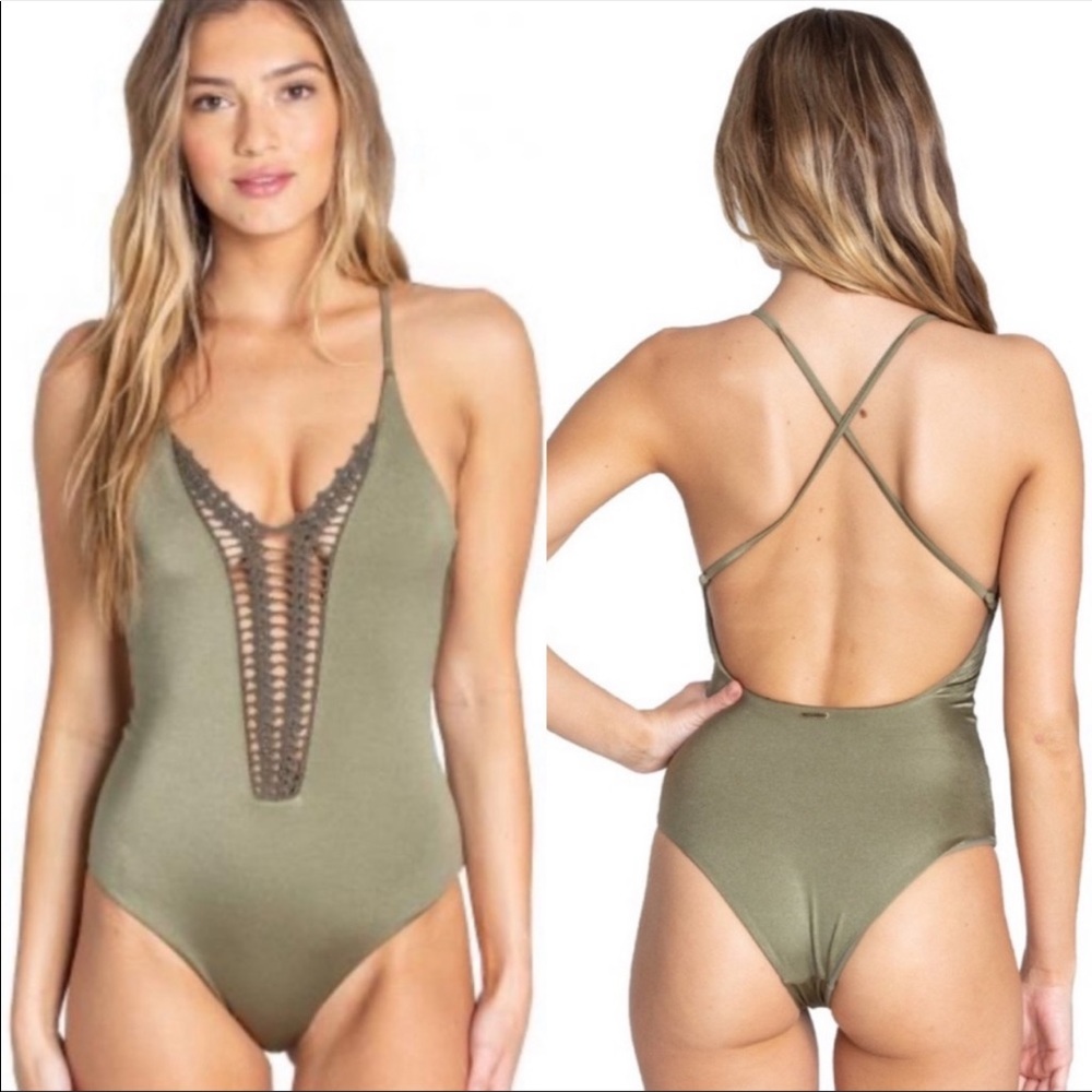 Billabong Hippie Hooray Crochet One Piece Swimsuit